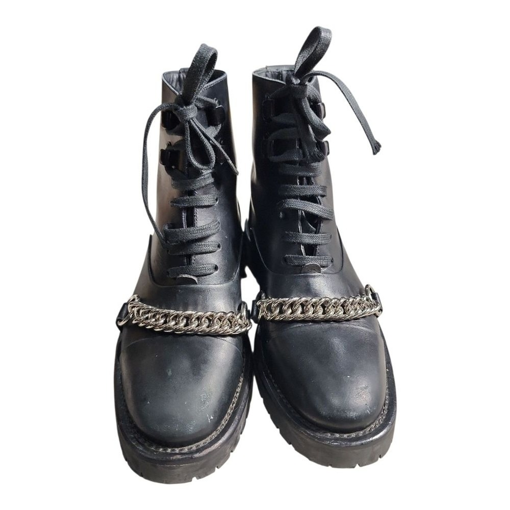 Burberry Chain Combat Boots Women Sz5 (IT35) Black Edgy Lug Sole Grunge designer - Picture 8 of 13